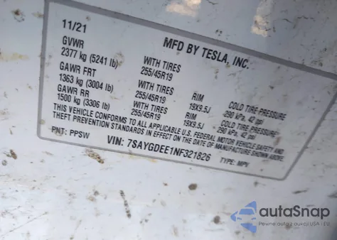 2022 Tesla Model Y Long Range Dual Motor All-Wheel Drive из США, поврежденный, VIN 7SAYGDEE1NF321826